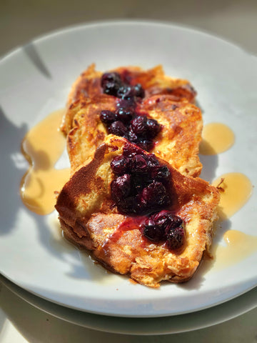 Vegan French Toast with a Blueberry Compote